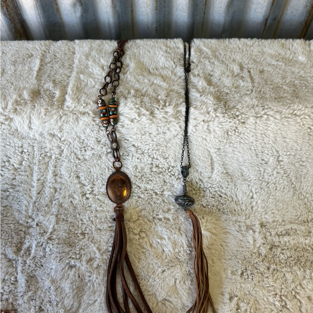 Western Bohemian Leather and accented pendant necklaces